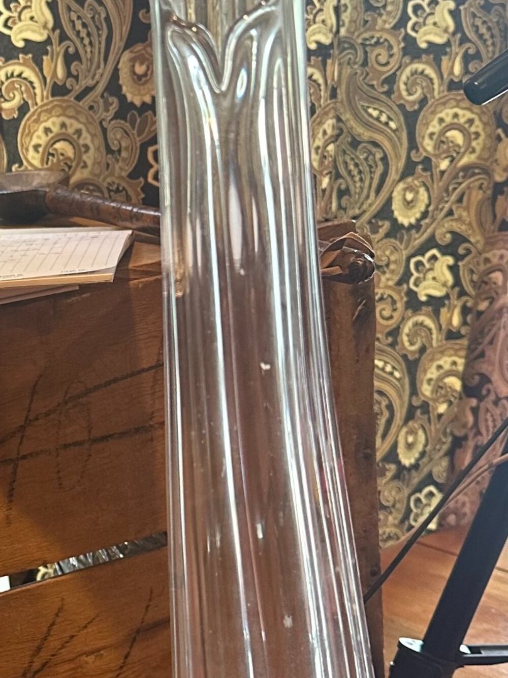 Vintage Ivima Portugal clear swung vase f